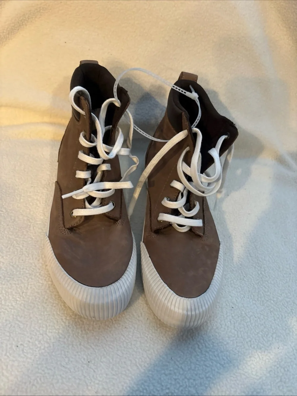 Kids High-Top Casual Sneakers in Brown and White